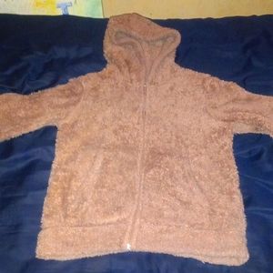 Brown Furry Jacket (with hoodie)